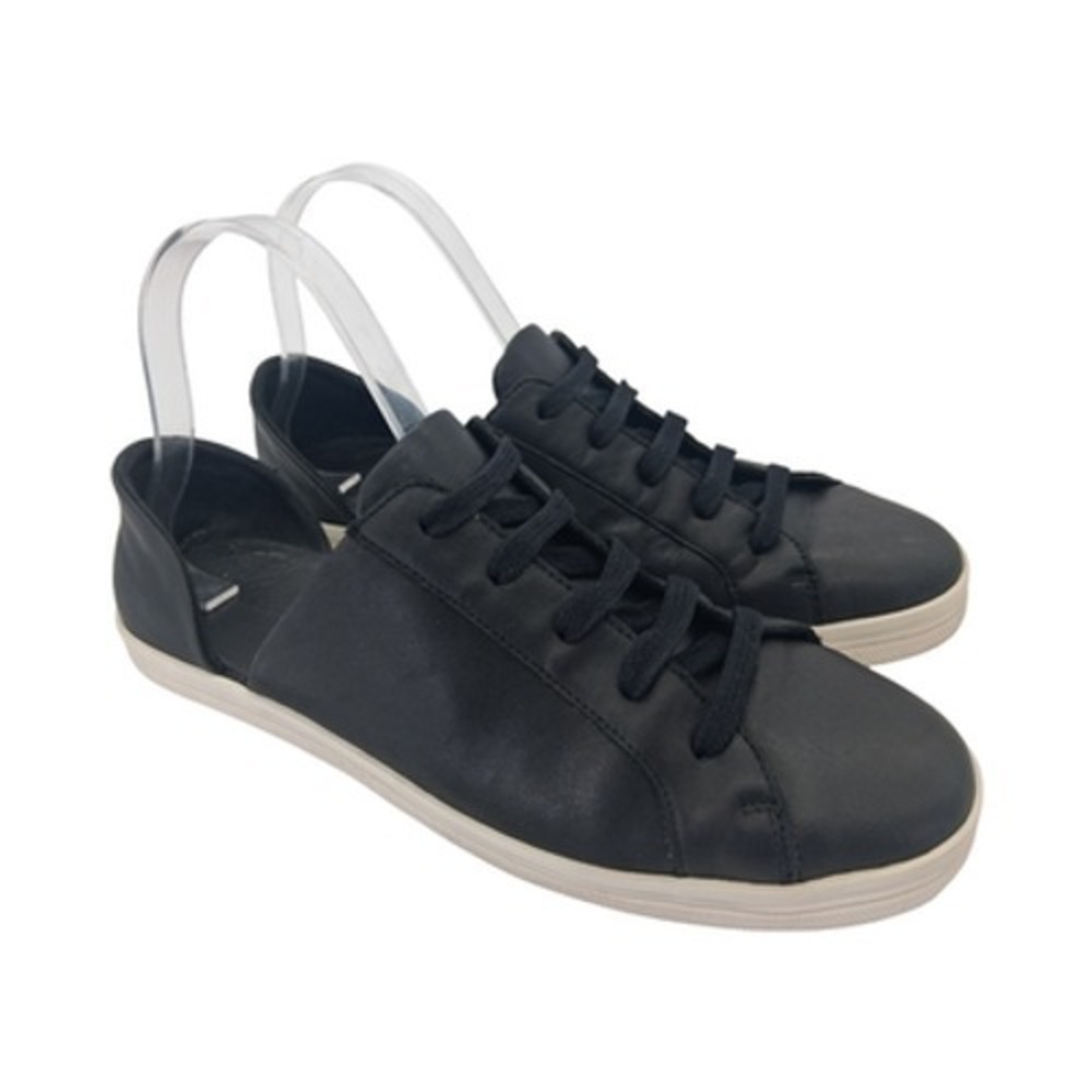 Freda Salvador Shoes Womens Size 8 Black Leather Lace Up Cutout Flats Casual